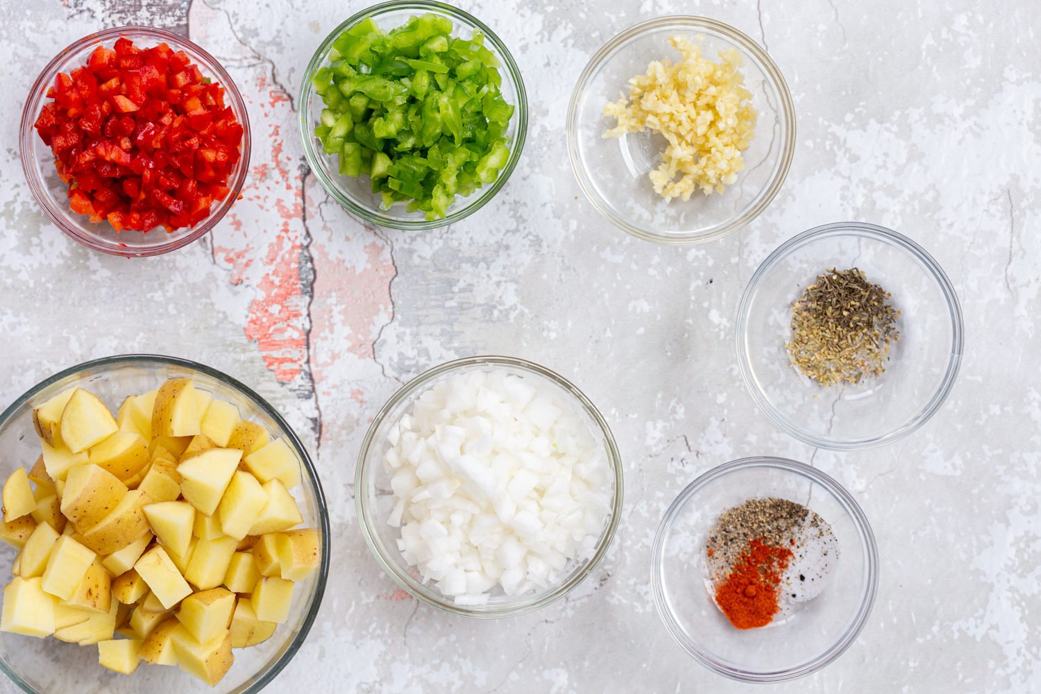 Ingredients for our Vegan Mung Omelet in bowls