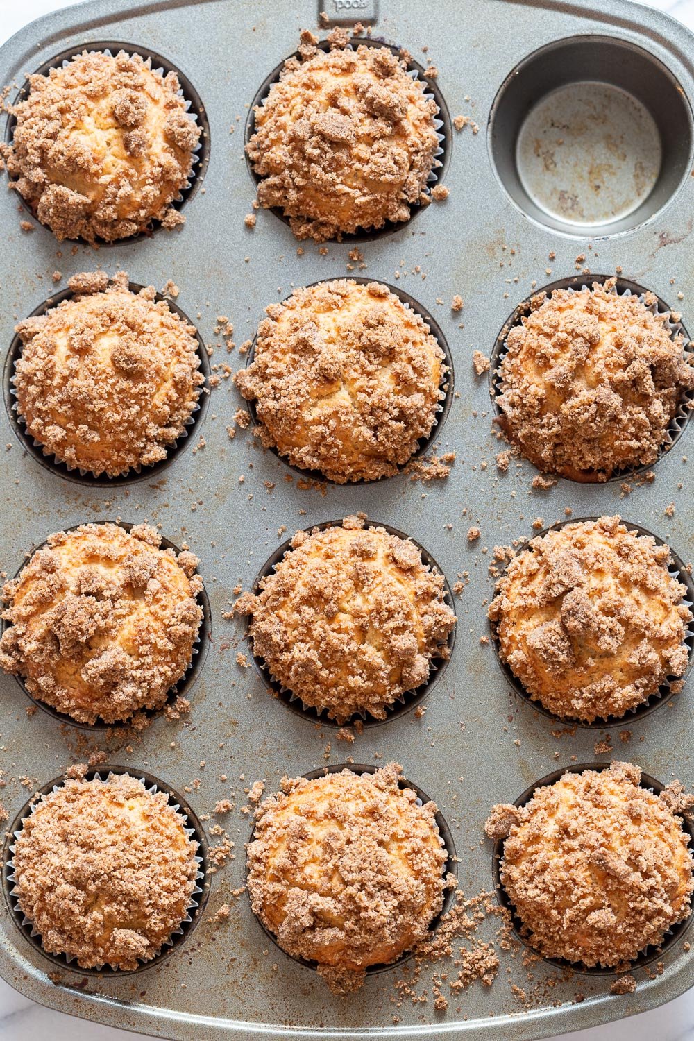 Vegan Banana muffins in muffin tin