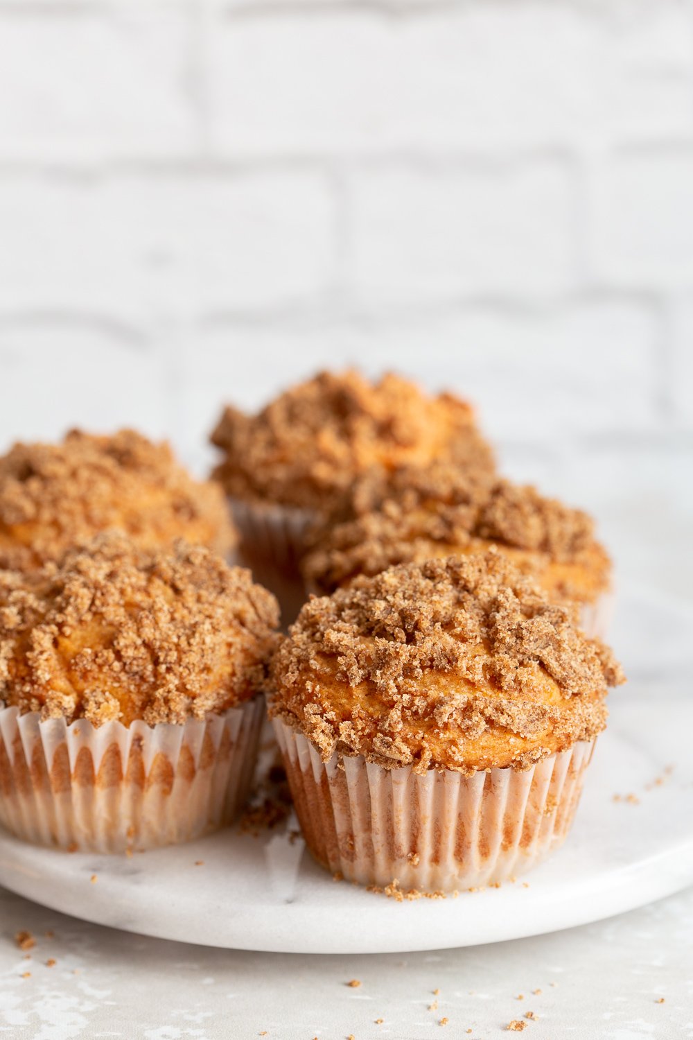 Vegan Banana Muffins on marble turn table