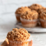 Vegan Banana Muffins on marble turn table