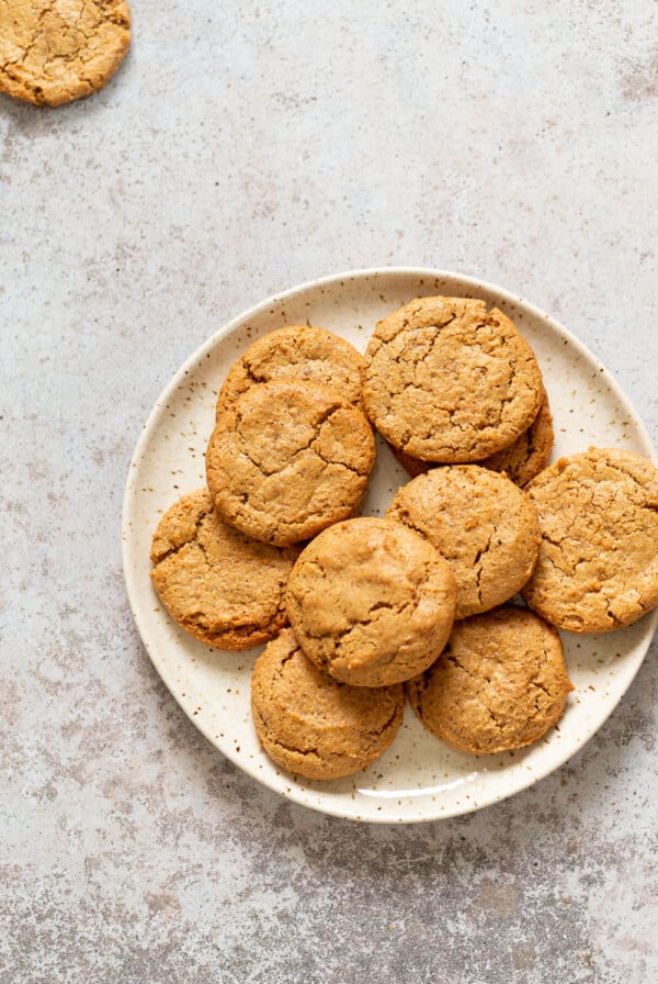 Our Chai Spice Tahini Cookies Nut free on a white plate