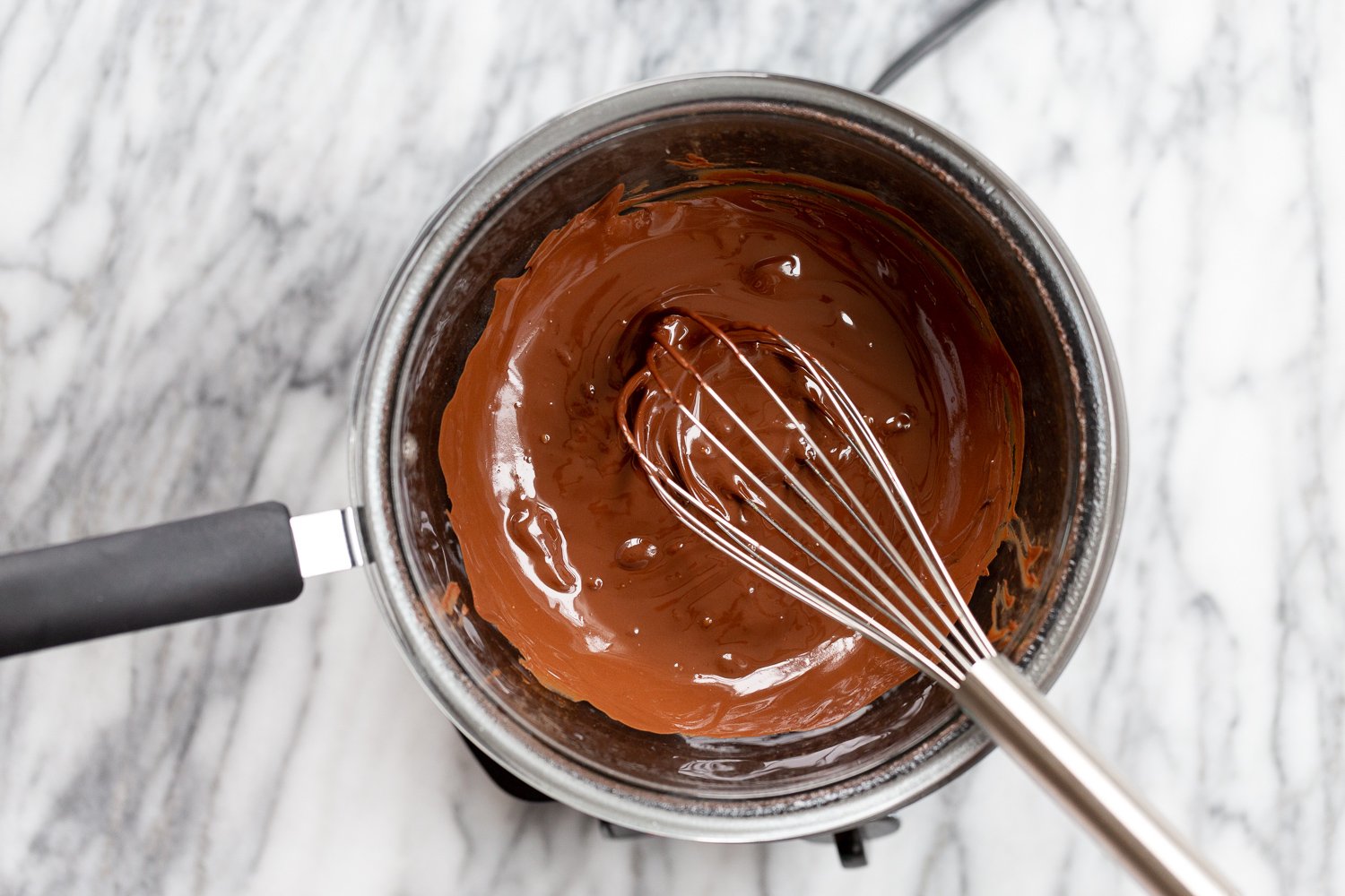 Melted chocolate in a double boiler
