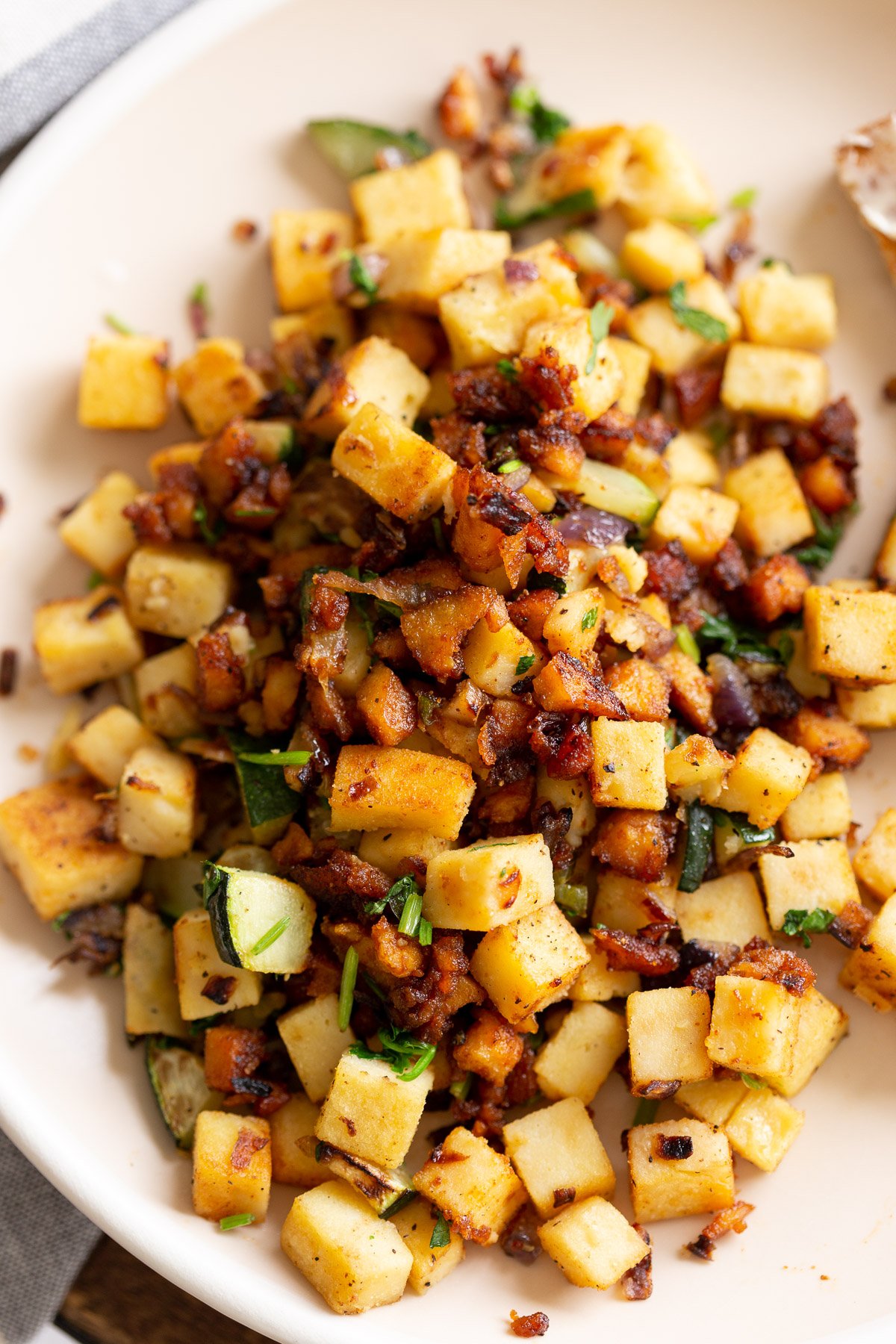 Chickpea Tofu Breakfast Scramble on a white plate