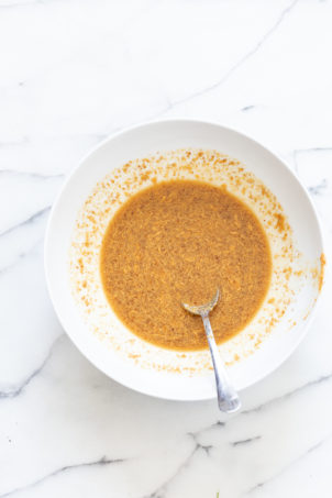 Nut Butter mixture in a whit bowl