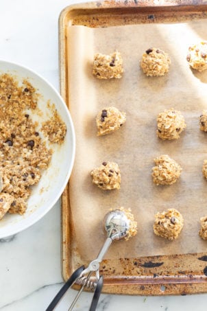 Vegan Breakfast Cookies on parchment lined baking sheet