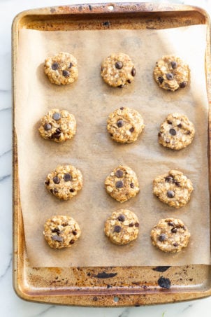 Vegan Breakfast Cookies on parchment lined baking sheet