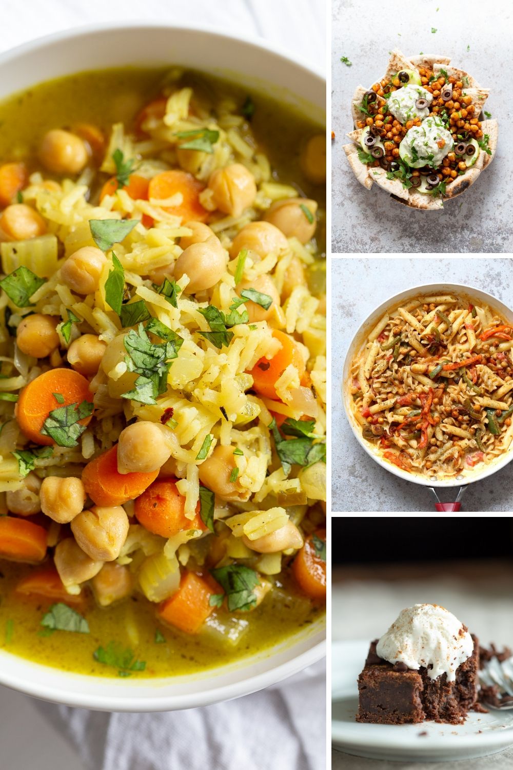 picture collage with vegan pantry recipes for self quarantine