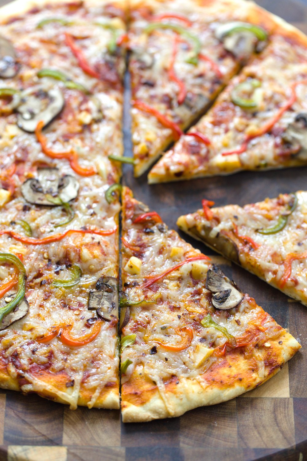 no yeast pizza dough a no yeast vegan pizza cut into slices
