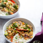 two bowls of Vegan West African Peanut Stew with Kidney Beans