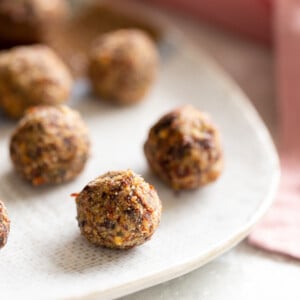 pizza snack bites on a white plate