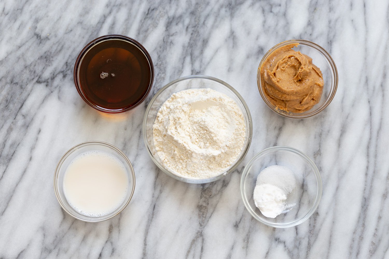 snickers recipe  overhead shot of ingredients needed for making vegan snickers snack bars recipe