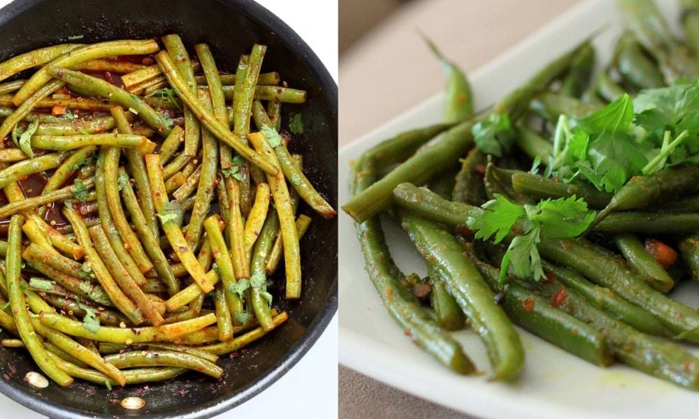 collage of green bean recipes