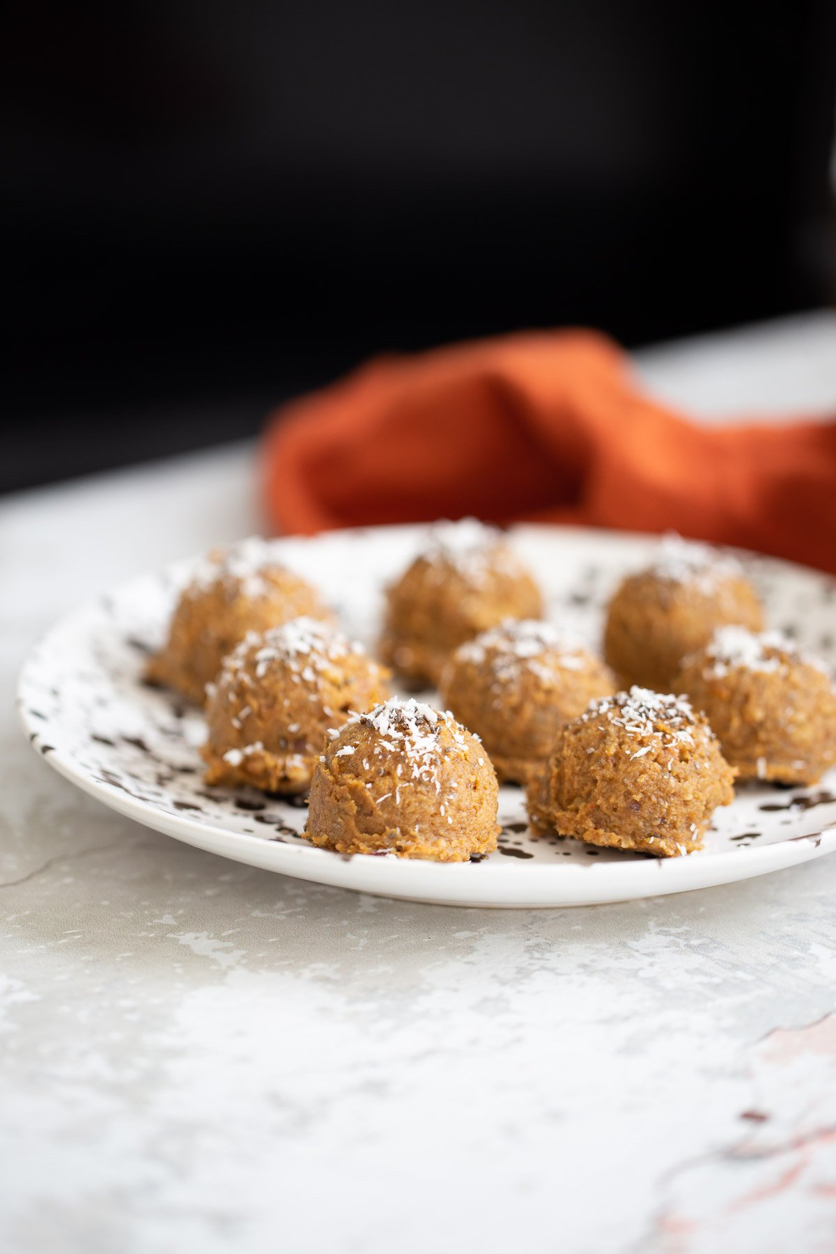 pumpkin energy balls pumpkin pie energy balls on a white plate