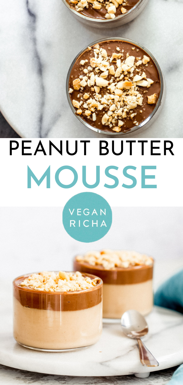 Vegan Peanut butter mousse in glass ramekins