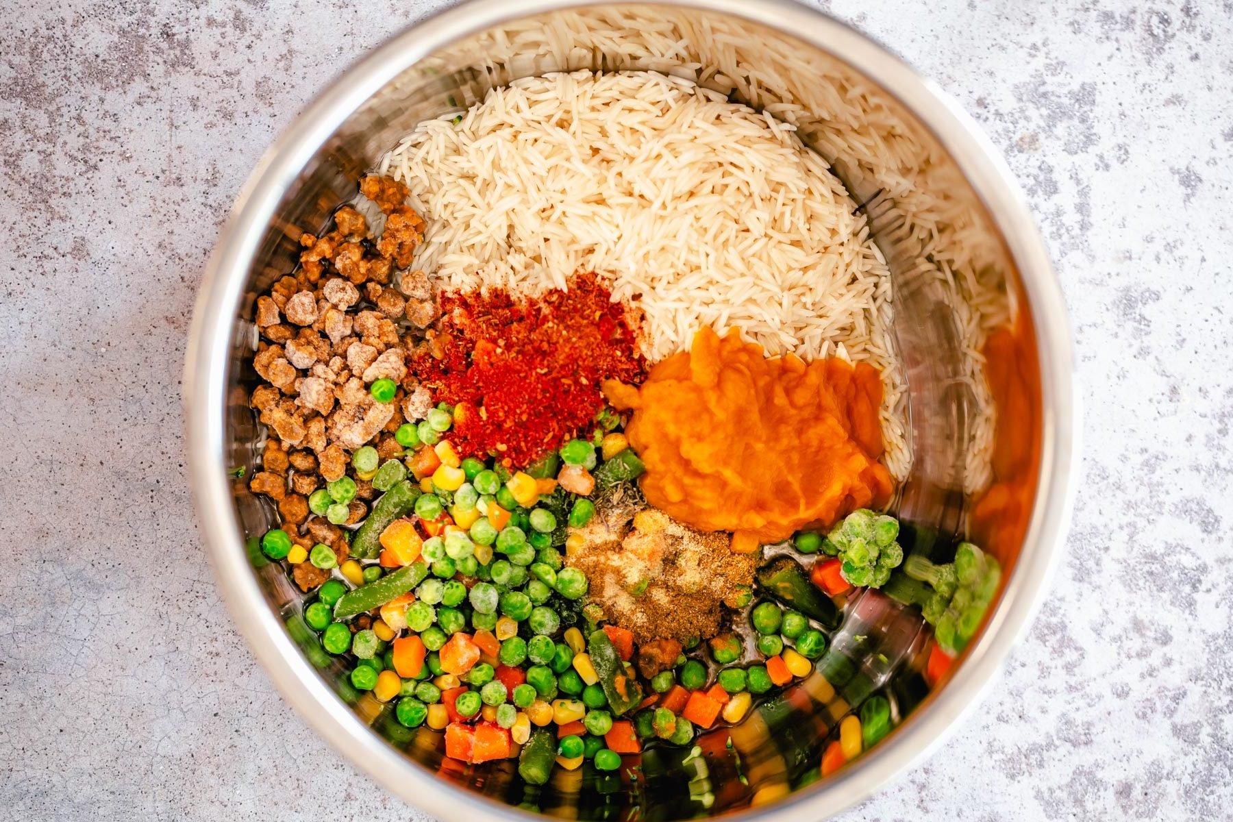 Instant Pot Fried Rice  ingredients for making Pumpkin fried rice in an Instant Pot