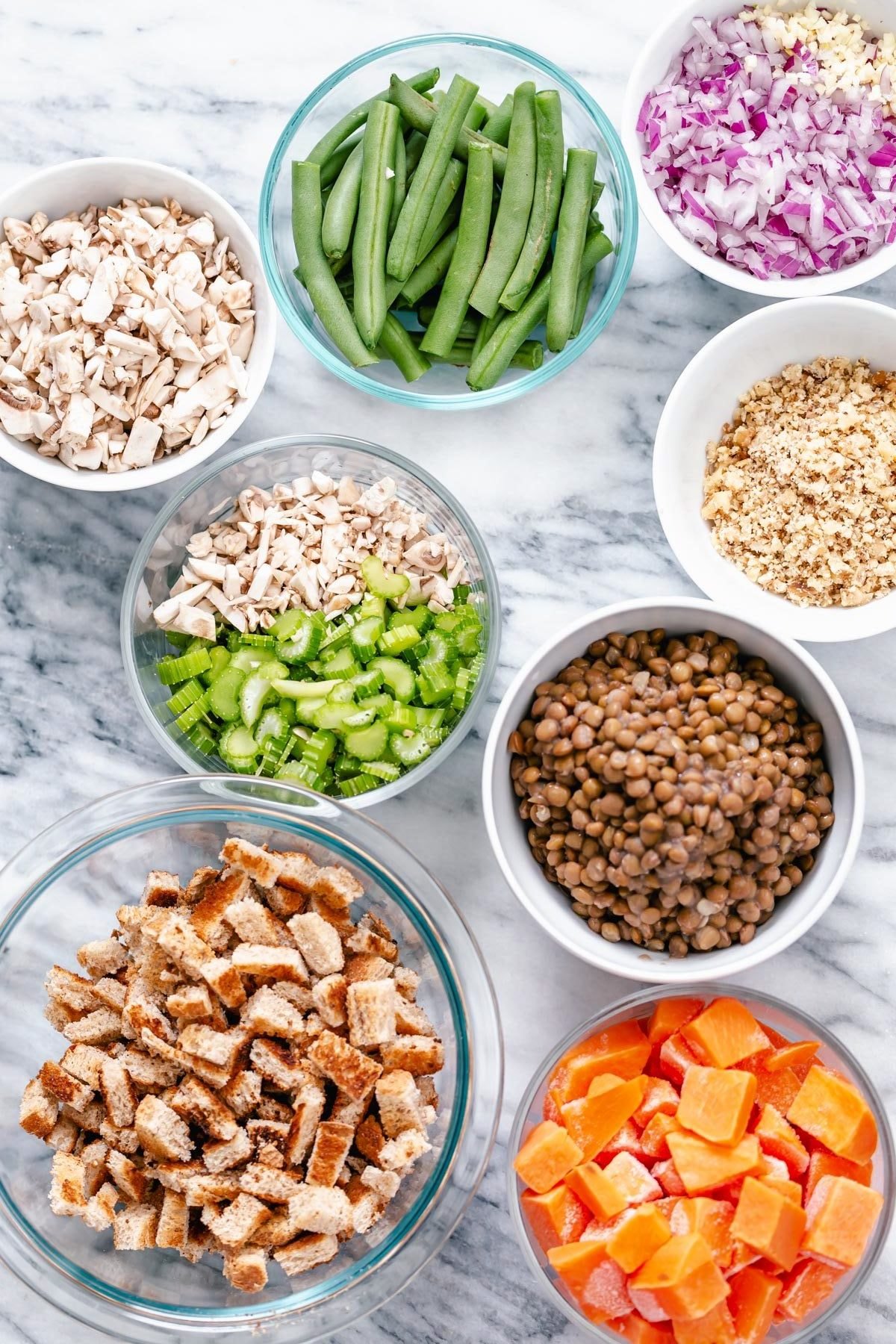 Thanksgiving sheet pan dinner ingredients for making Vegan Thanksgiving Sheet Pan Dinner