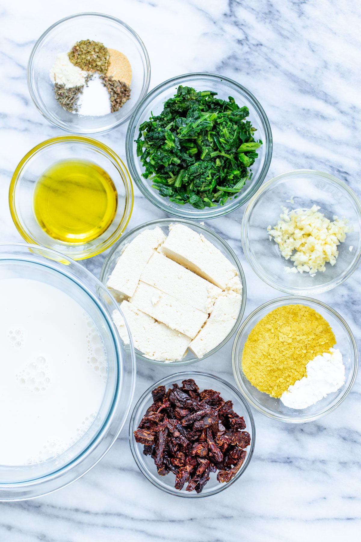 spaghetti squash bake  ingredients needed for making vegan creamy Italian spaghetti squash bake