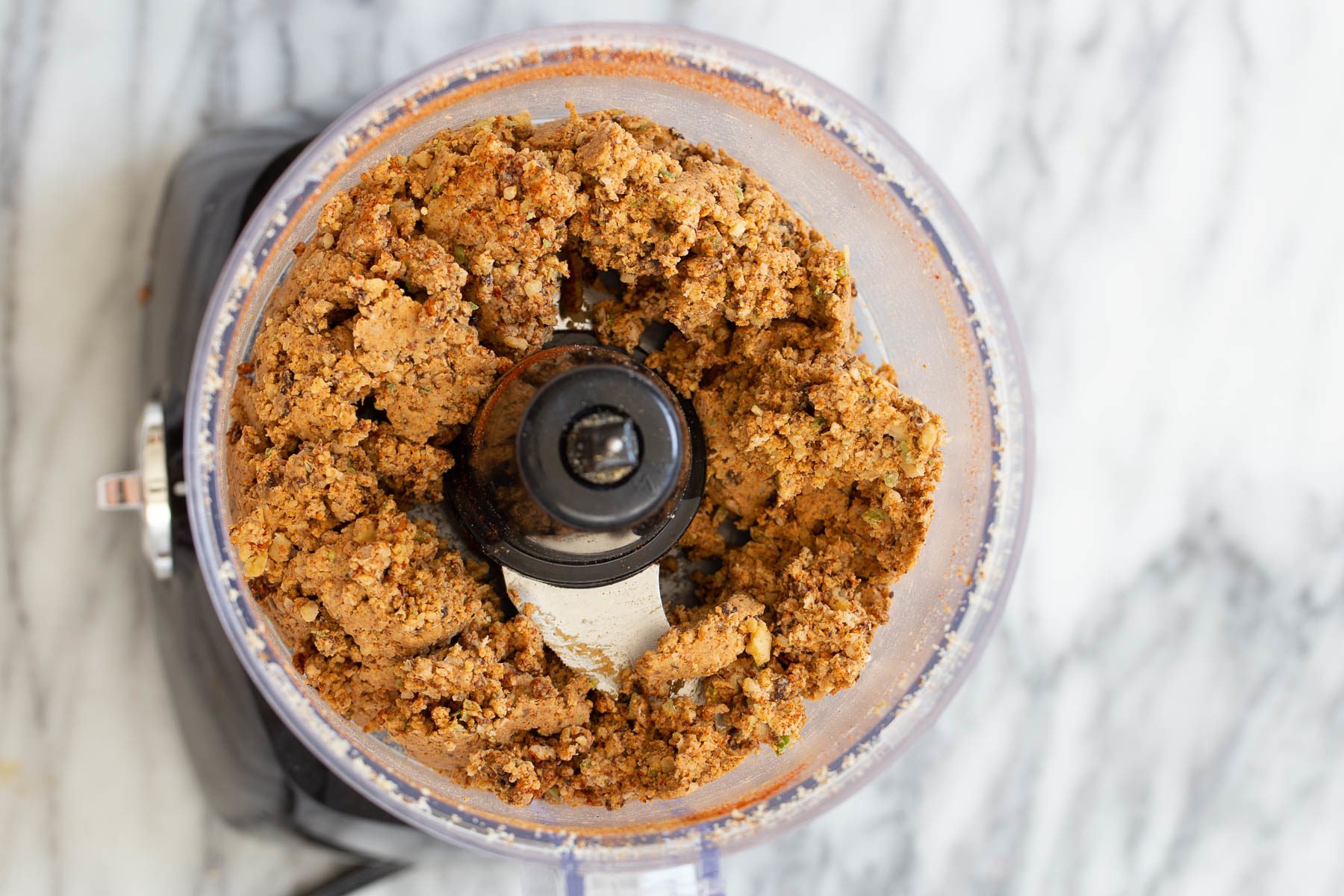 walnut taco meat  blended chickpea walnut taco meat in a food processor