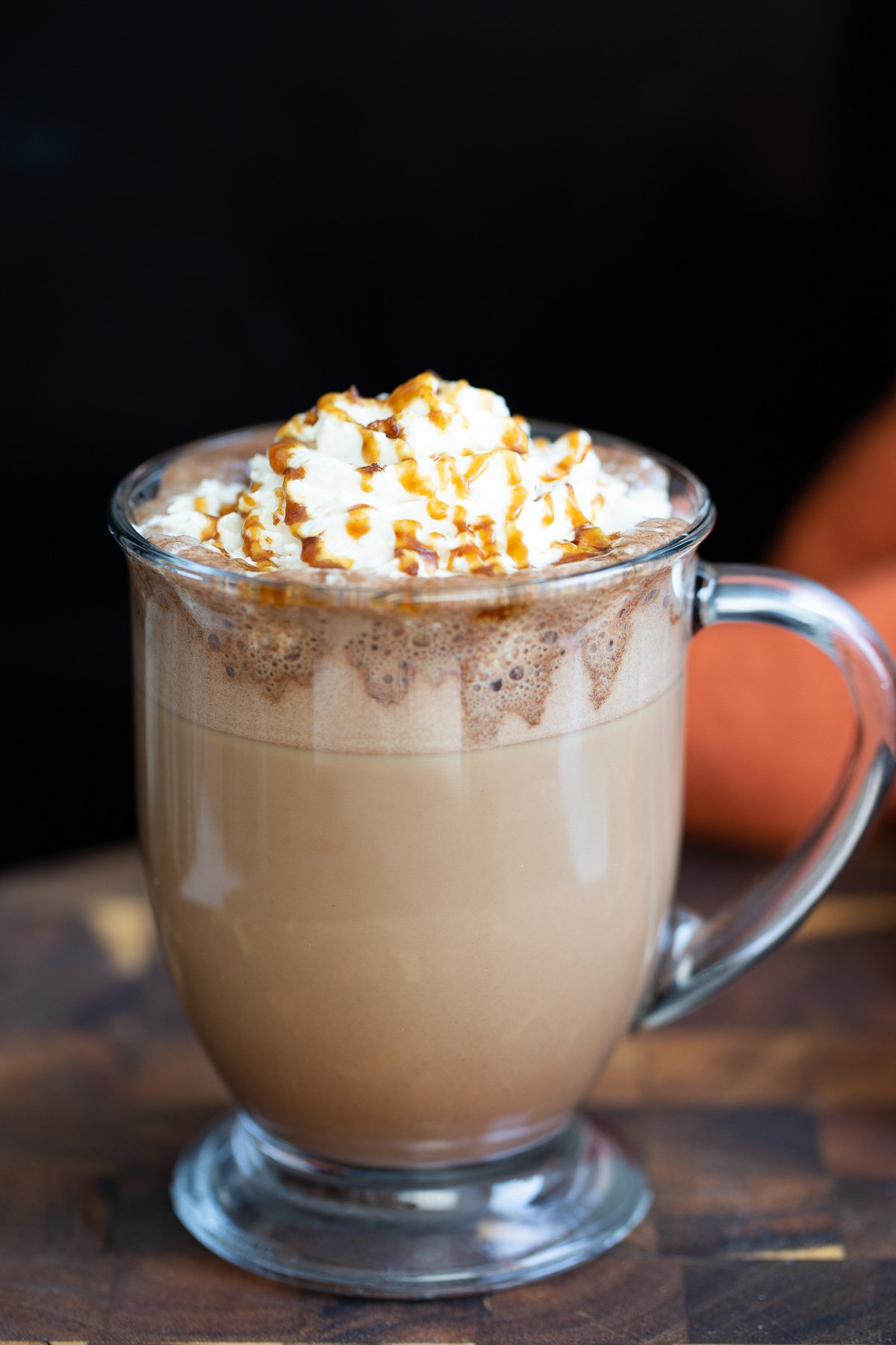 Salted Caramel Mocha  a glass of Starbucks Copycat Vegan Caramel Mocha