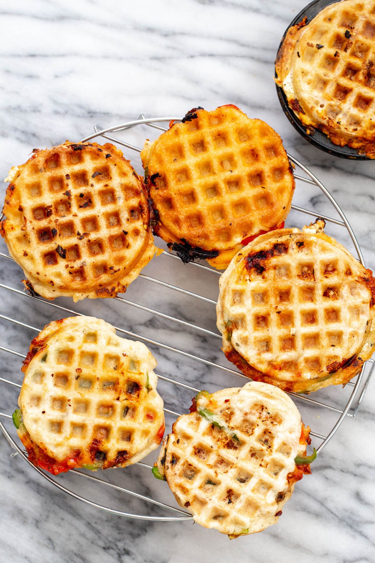 pizza waffles vegan pizza waffles chilling on a grid