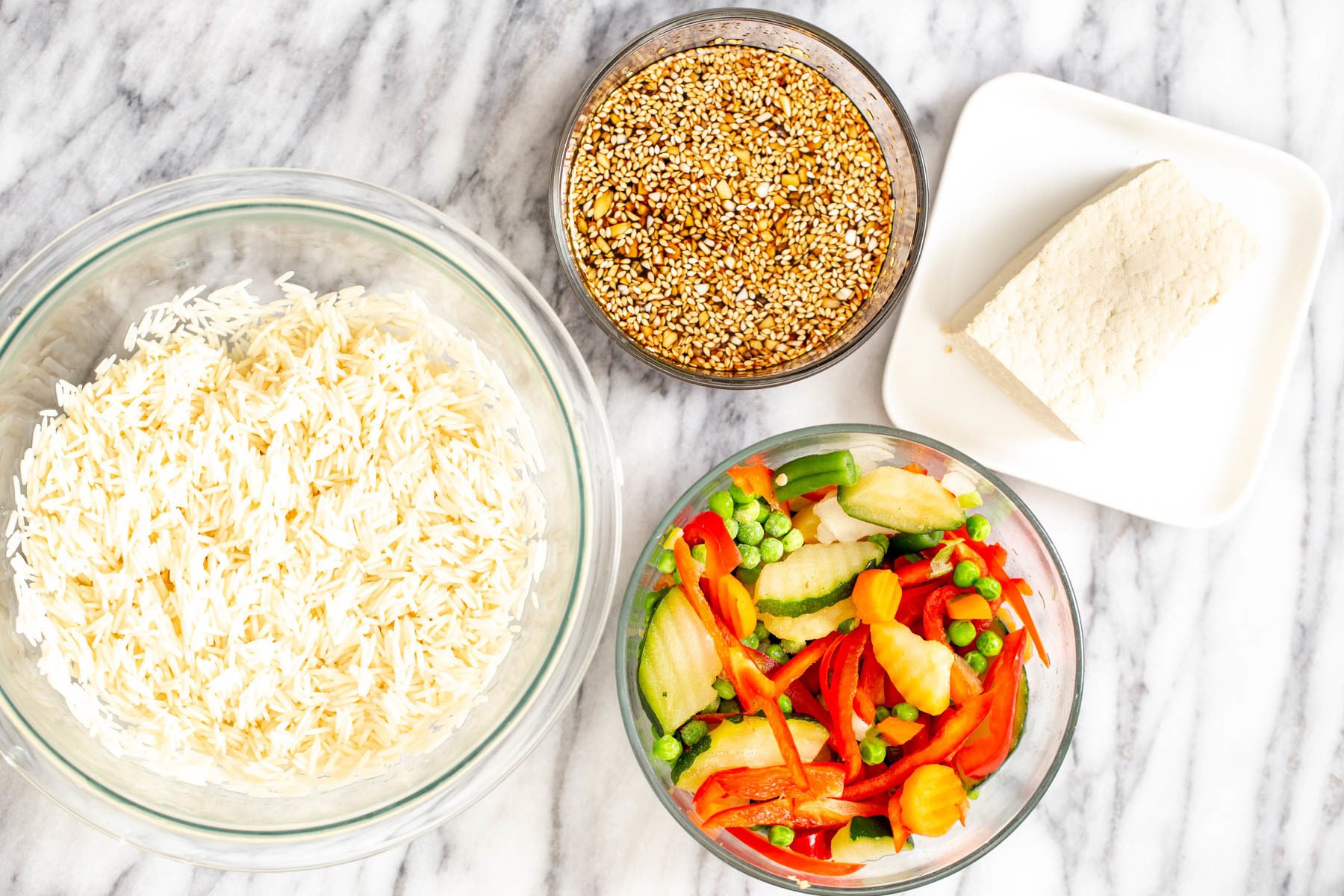 ingredients for making Instant Pot Teriyaki Fried Rice