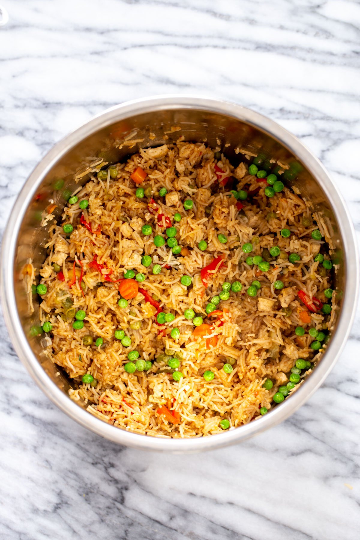 vegan Instant Pot Teriyaki Fried Rice in a pot