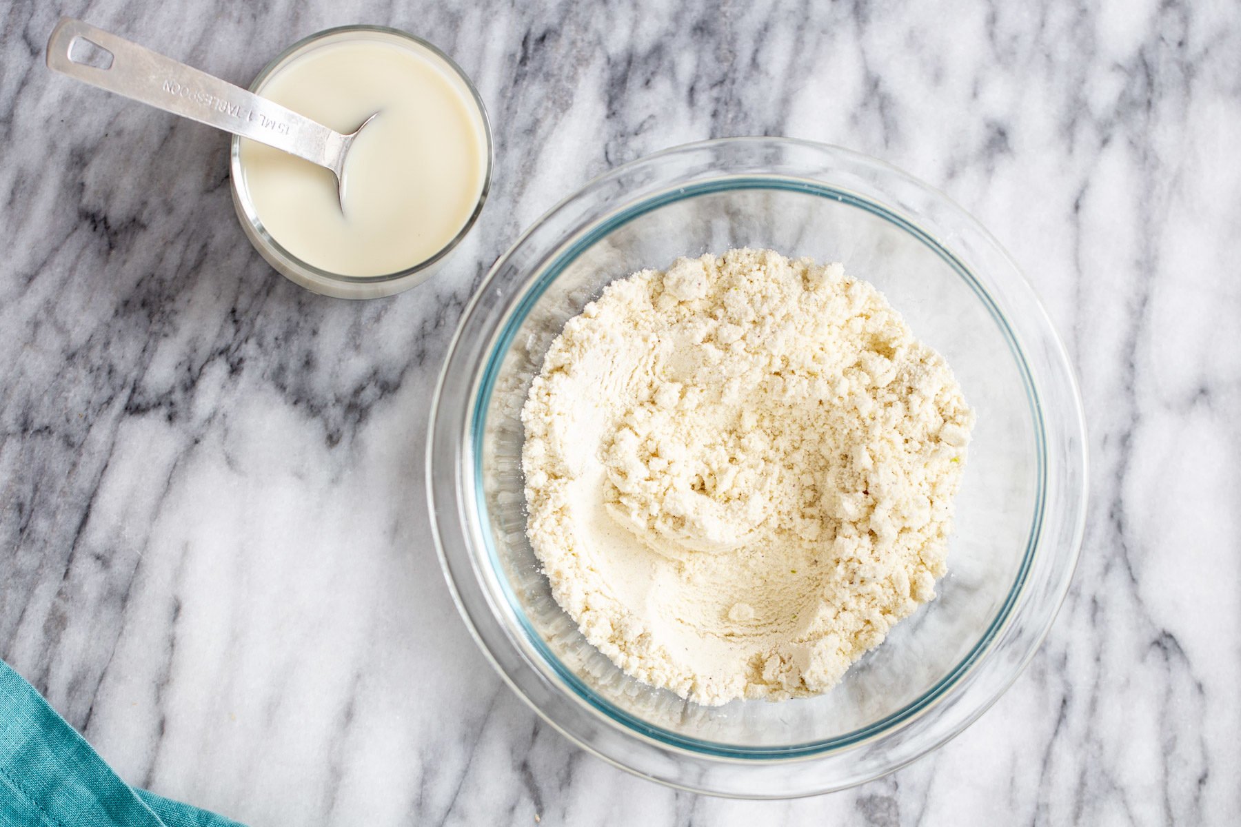vegan gulab jalmun Indian donut dry mix being made