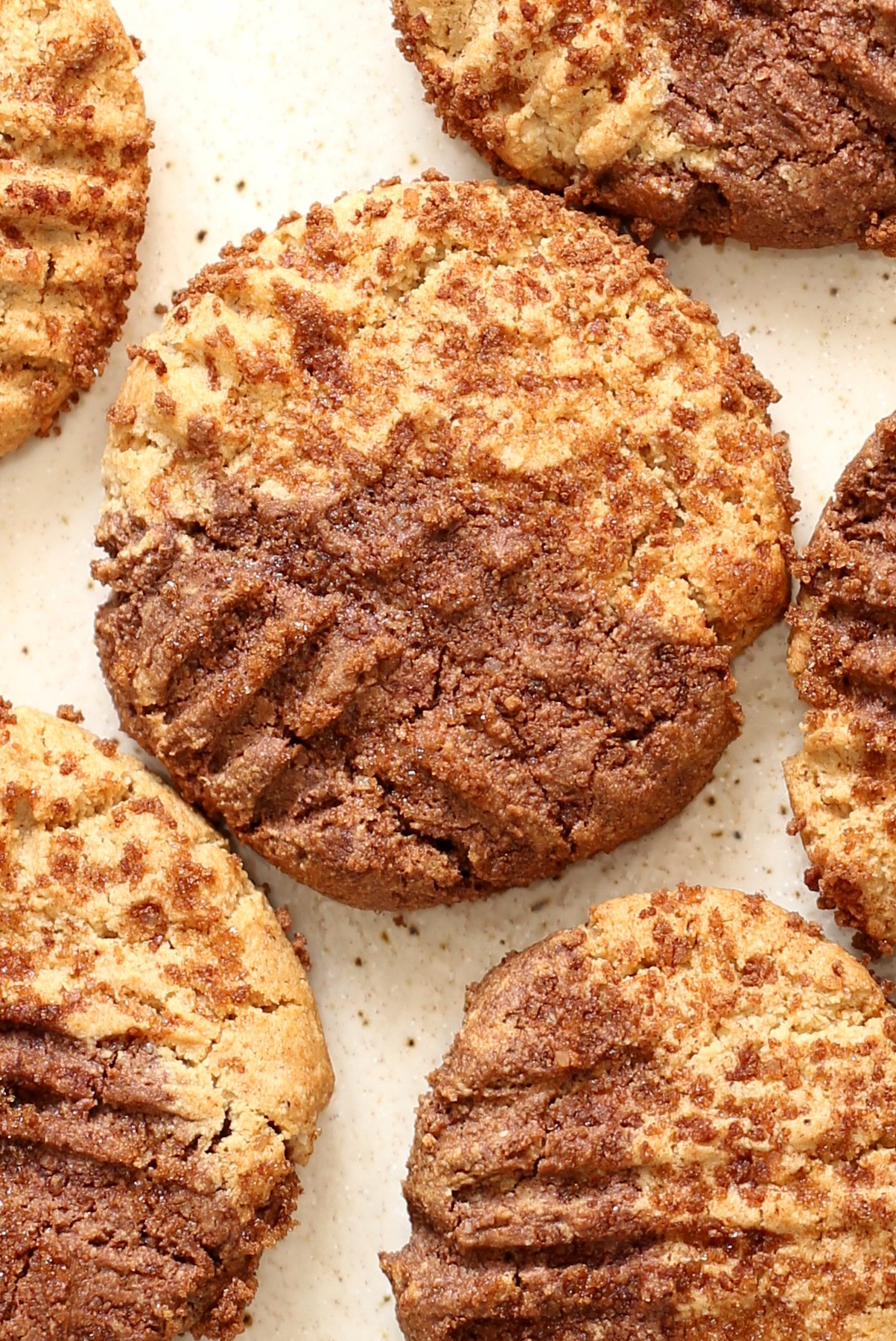 a plate with vegan pumpkin spice snickerdoodle cookies