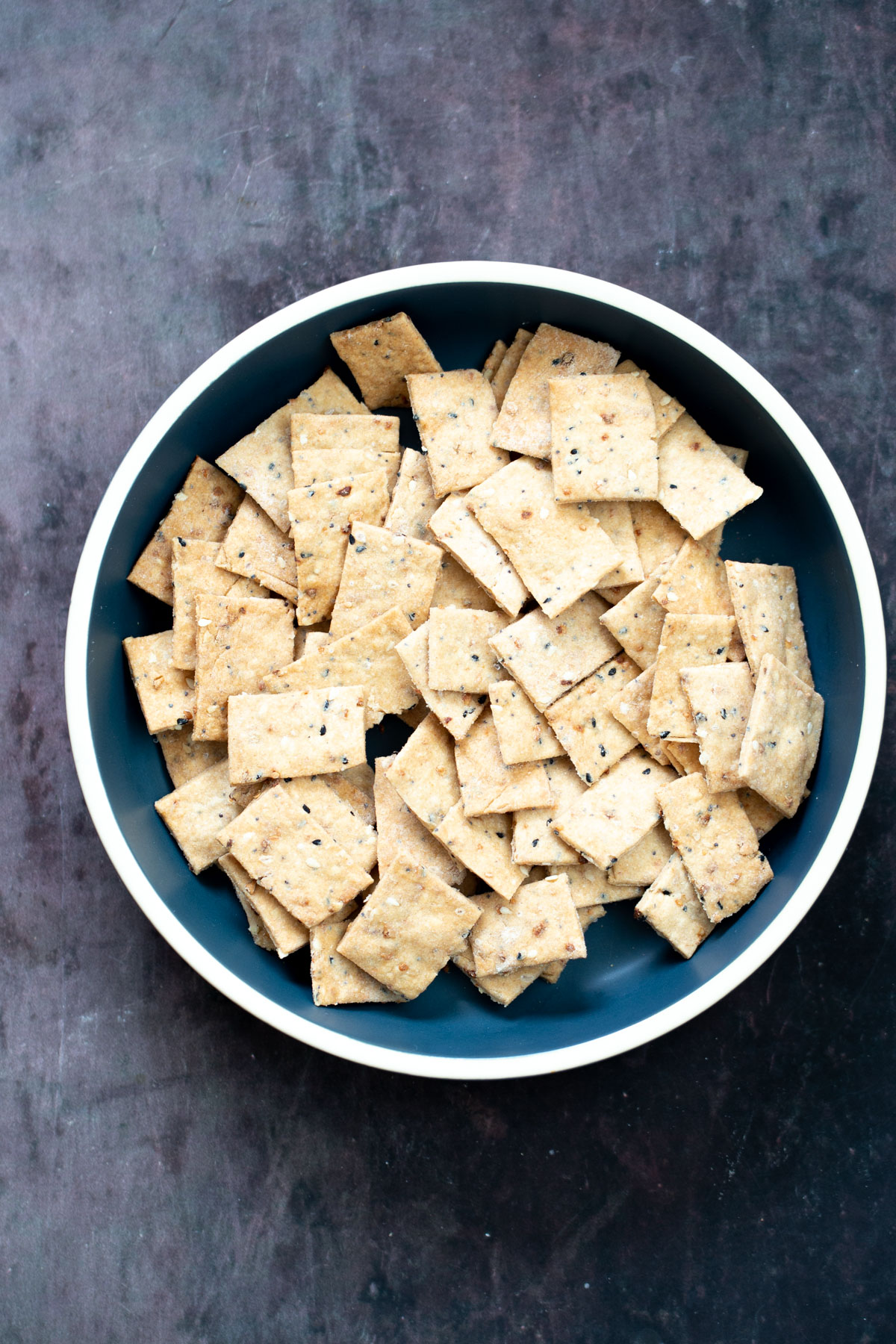 Everything Bagel Crackers a bowl with homemade everything but the bagel crackers
