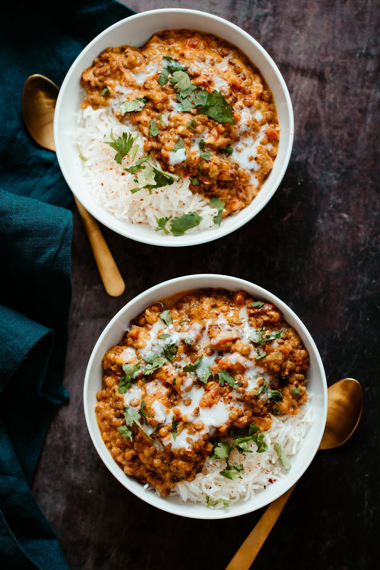 lentil casserole creamy Indian Lentil Casserole served in two bowl over rice