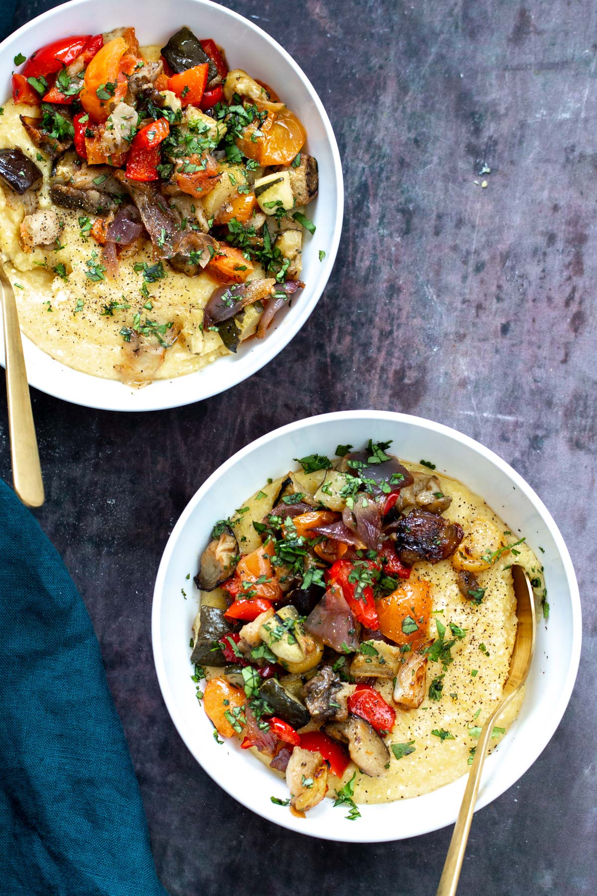 sheet pan ratatouille sheet pan ratatouille served over vegan polenta