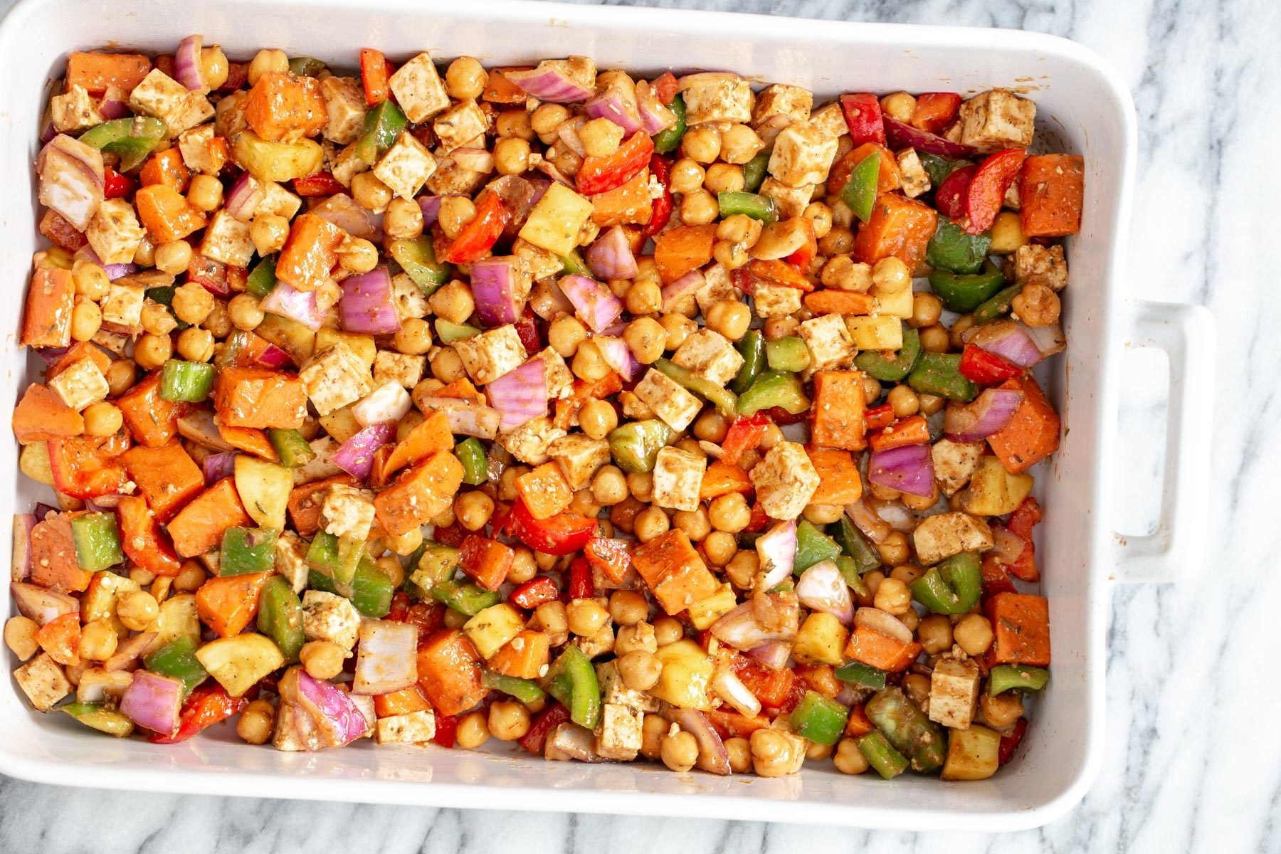 cheeseburger veggie bake ready to go into the oven