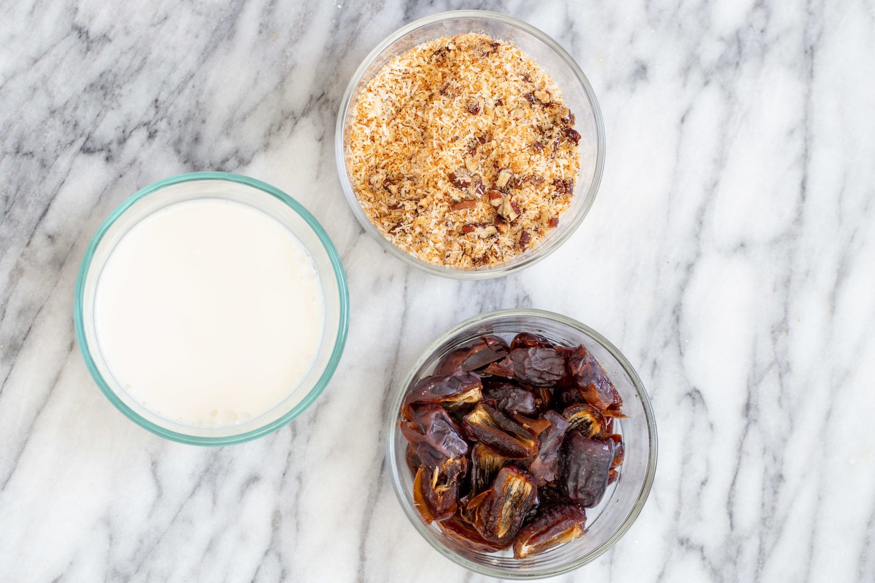 ingredients needed for making caramel coconut swirl for German chocolate loaf cake