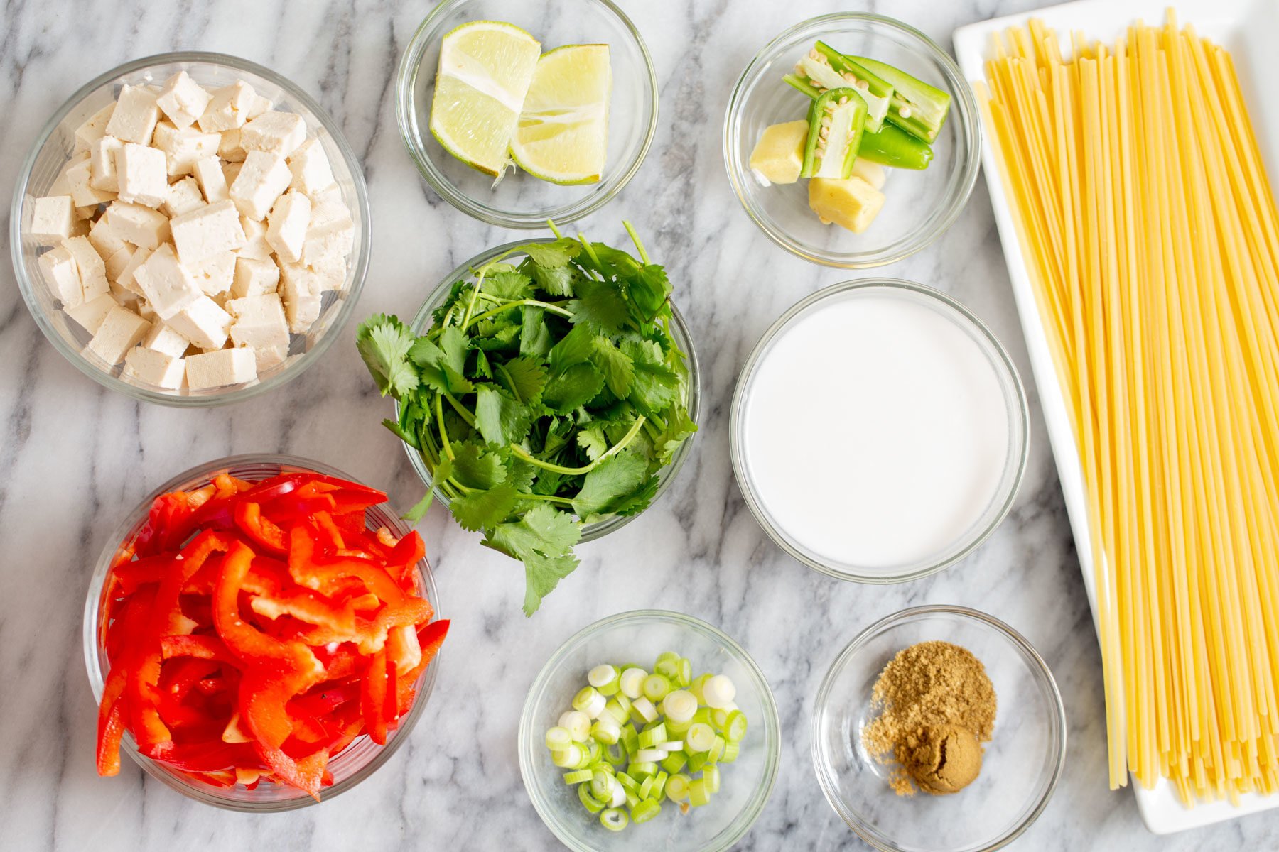 ingredients needed for making Thai Green Curry Noodles