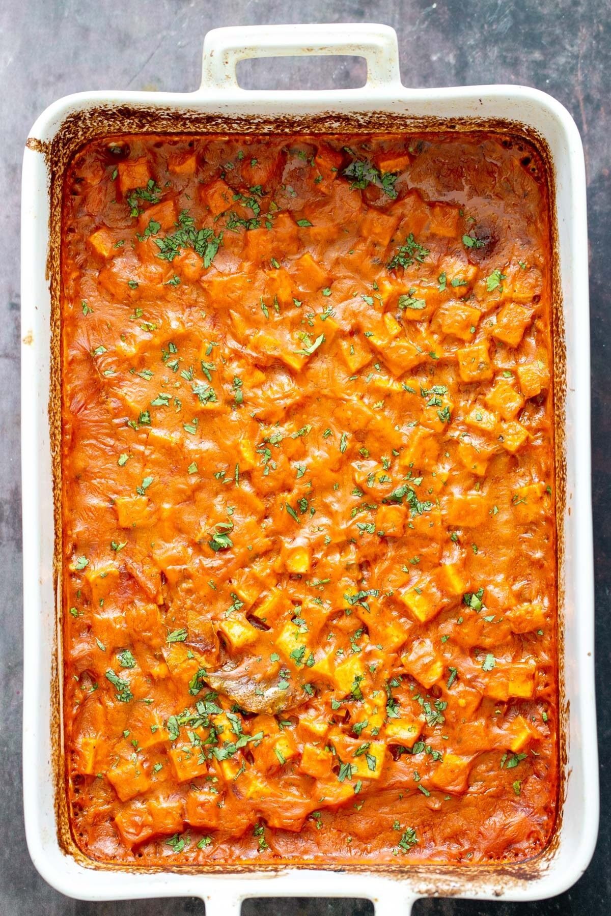 baked vegan tofu curry casserole