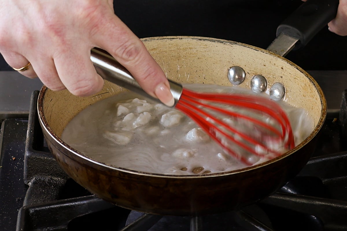 melting coconut cream in the pan