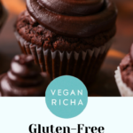 photo of gluten-free chocolate cupcakes, text overlay