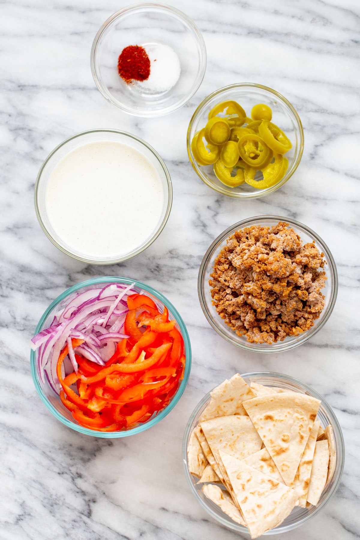 overhead shot of ingredients needed for making jalapeno popper skillet