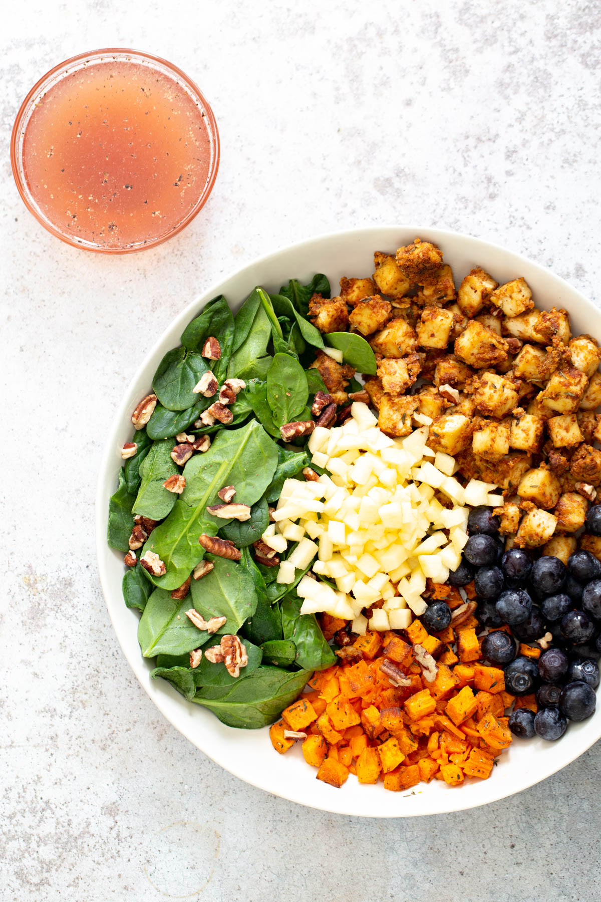 sweet potato tofu bowl vegan sweet potato tofu bowl with a side of dressing
