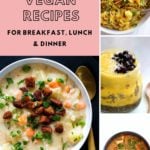 a collage of easy and cheap vegan lazy dinners