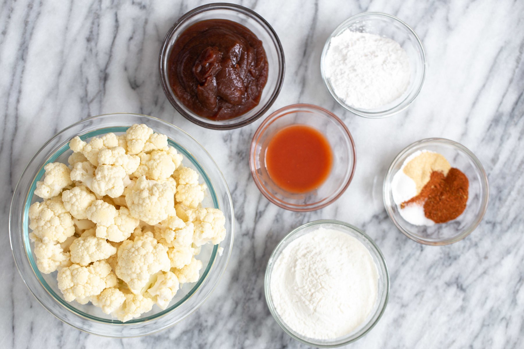 cauliflower wings  ingredients needed for making baked beer battered bbq cauliflower wings
