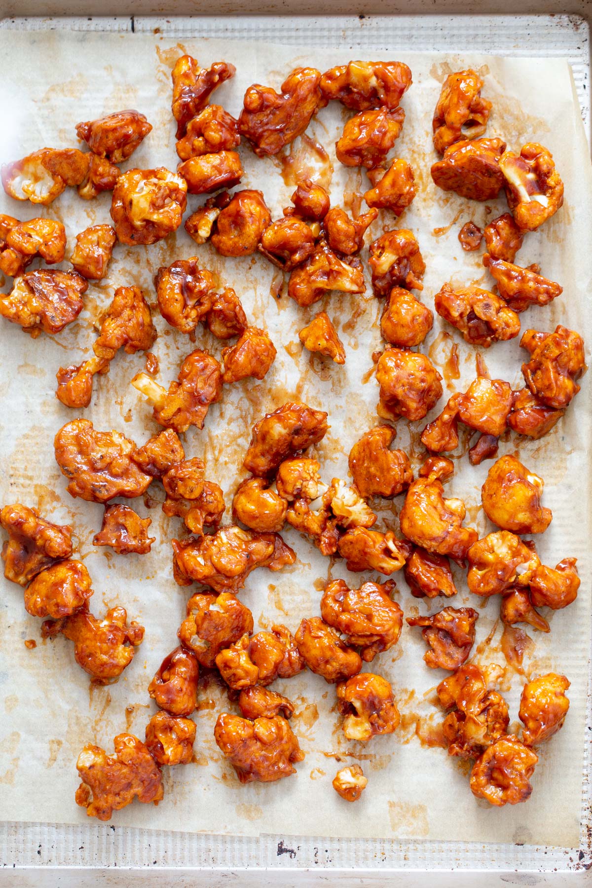 cauliflower wings  cauliflower wings on a baking sheet