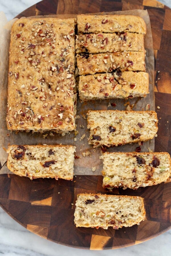 vegan date nut cake sliced