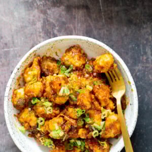 cauliflower manchurian in a bowl