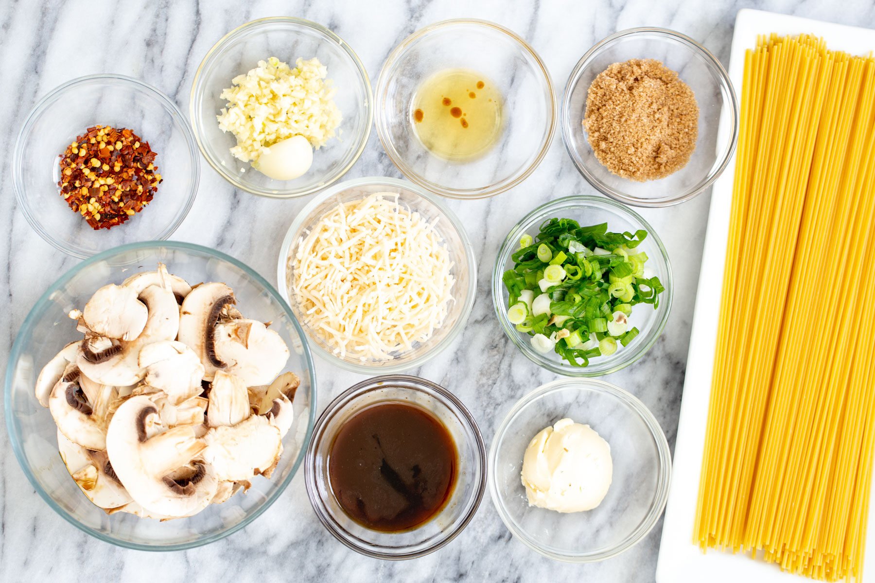 ingredients for vegan garlic noodles
