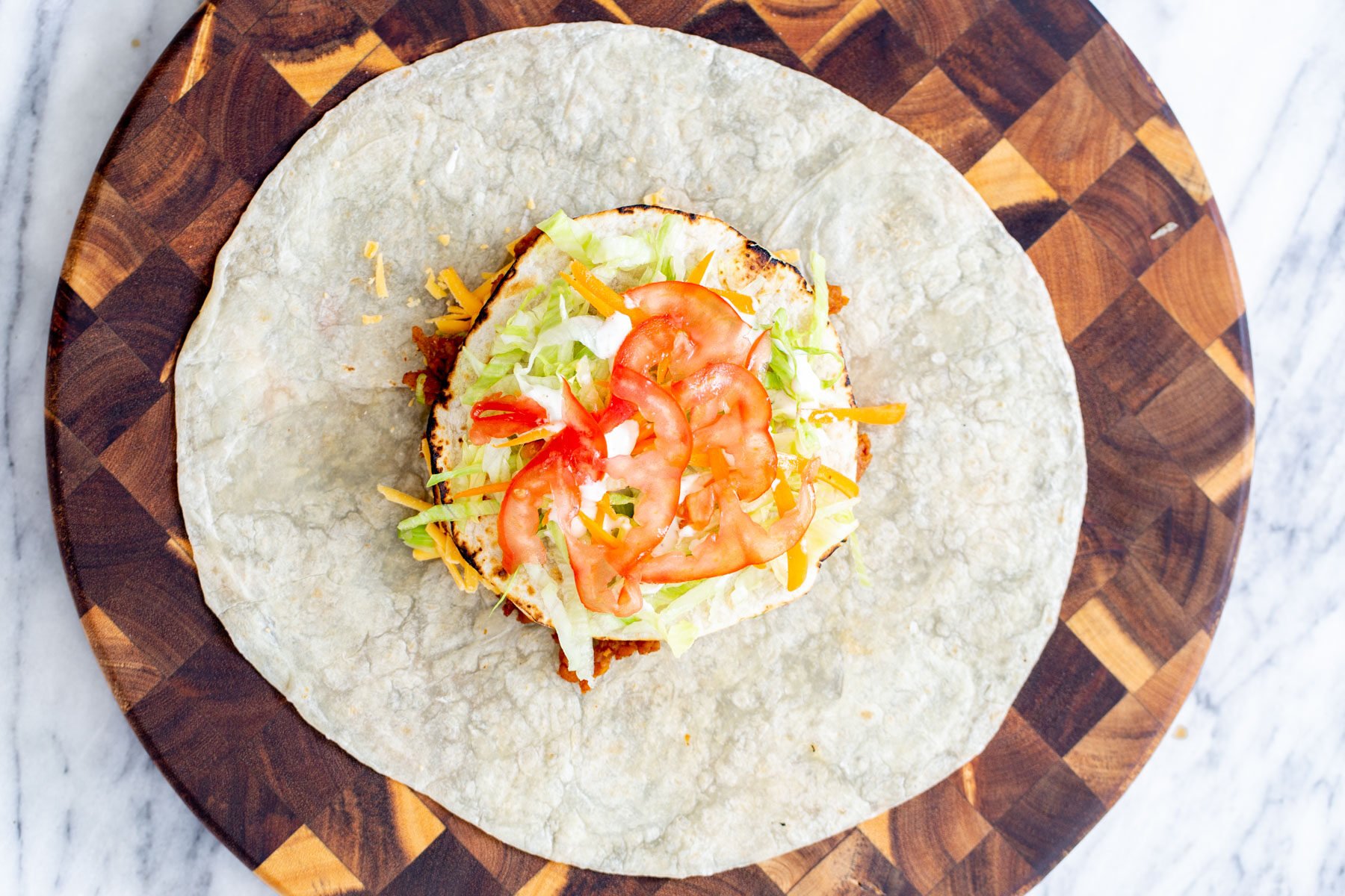 vegan crunchwrap  vegan crunch warp ready to be folded