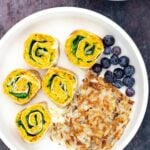 chickpea scramble pinweels served with blueberries