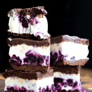 vegan vanilla ice cream sandwiches stacked