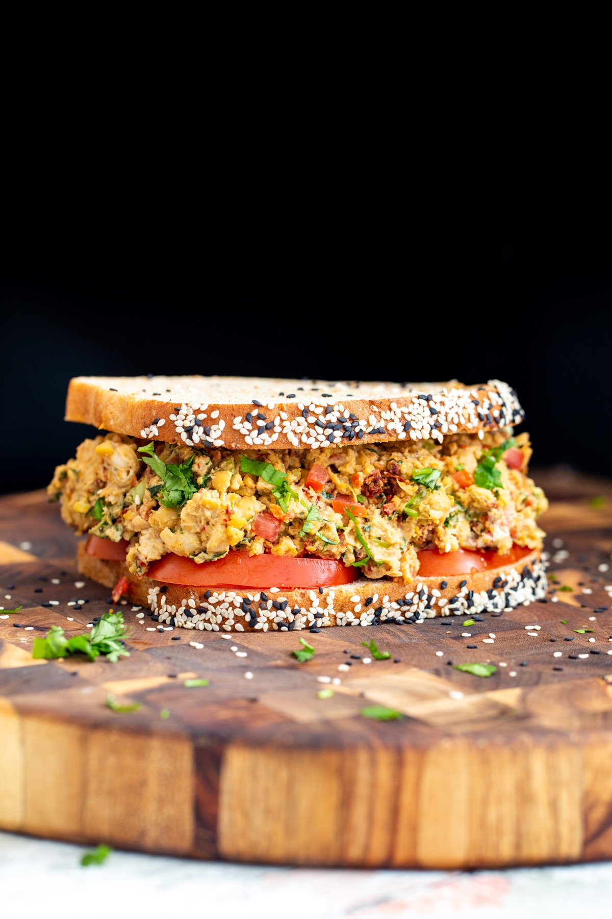 Mediterranean salad Mediterranean Sandwich with chickpea salad with lemon tahini dressing