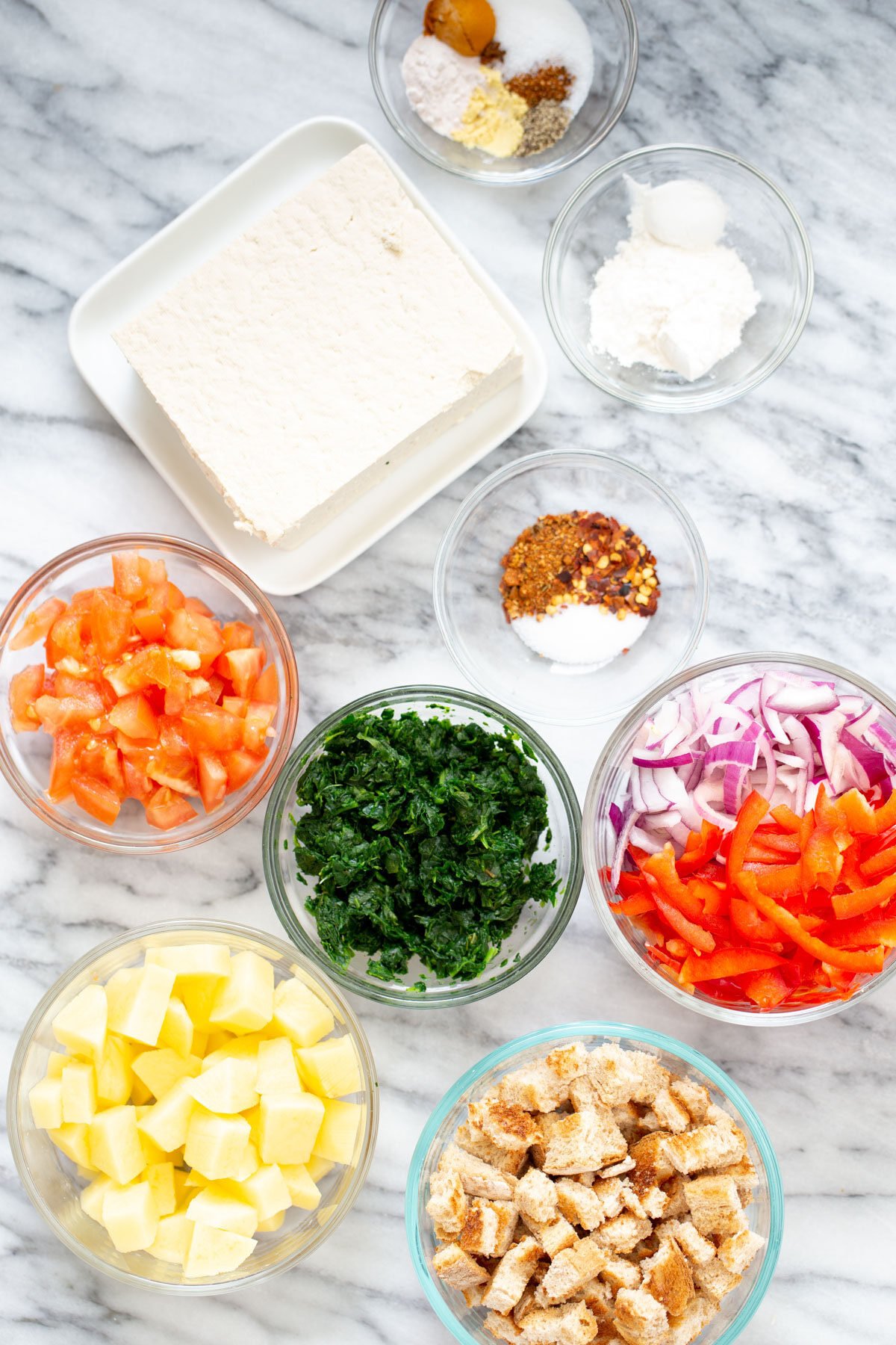 vegan Mexican casserole  ingredients used for making vegan Mexican egg casserole